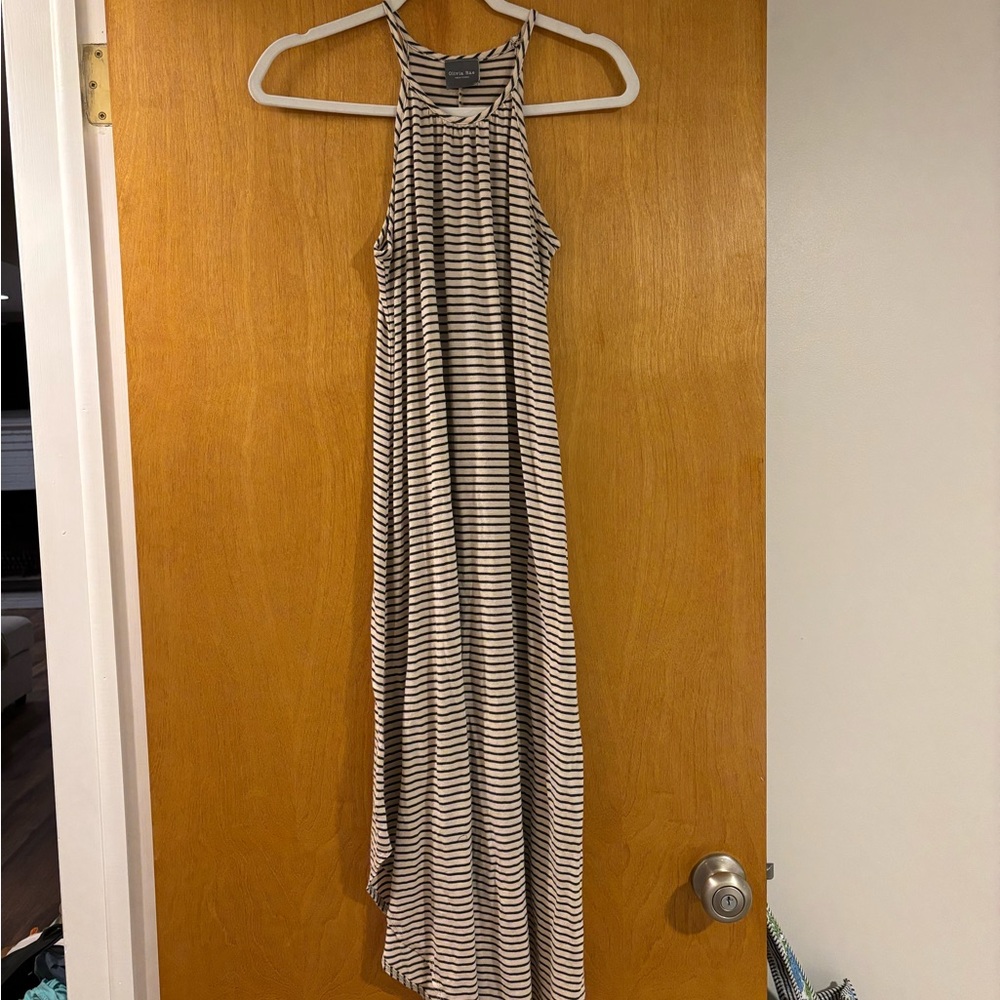 Olivia Rae Black and White Striped Maxi Dress